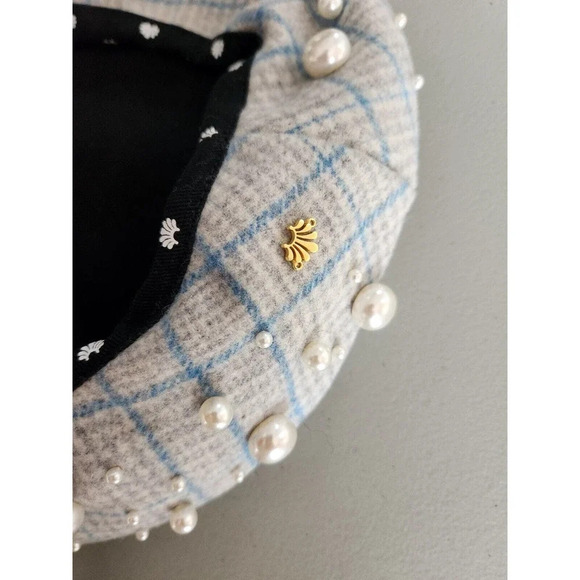 NWT Lele Sadoughi Fuax Pearl Embellished Beret One Size - Picture 6 of 10